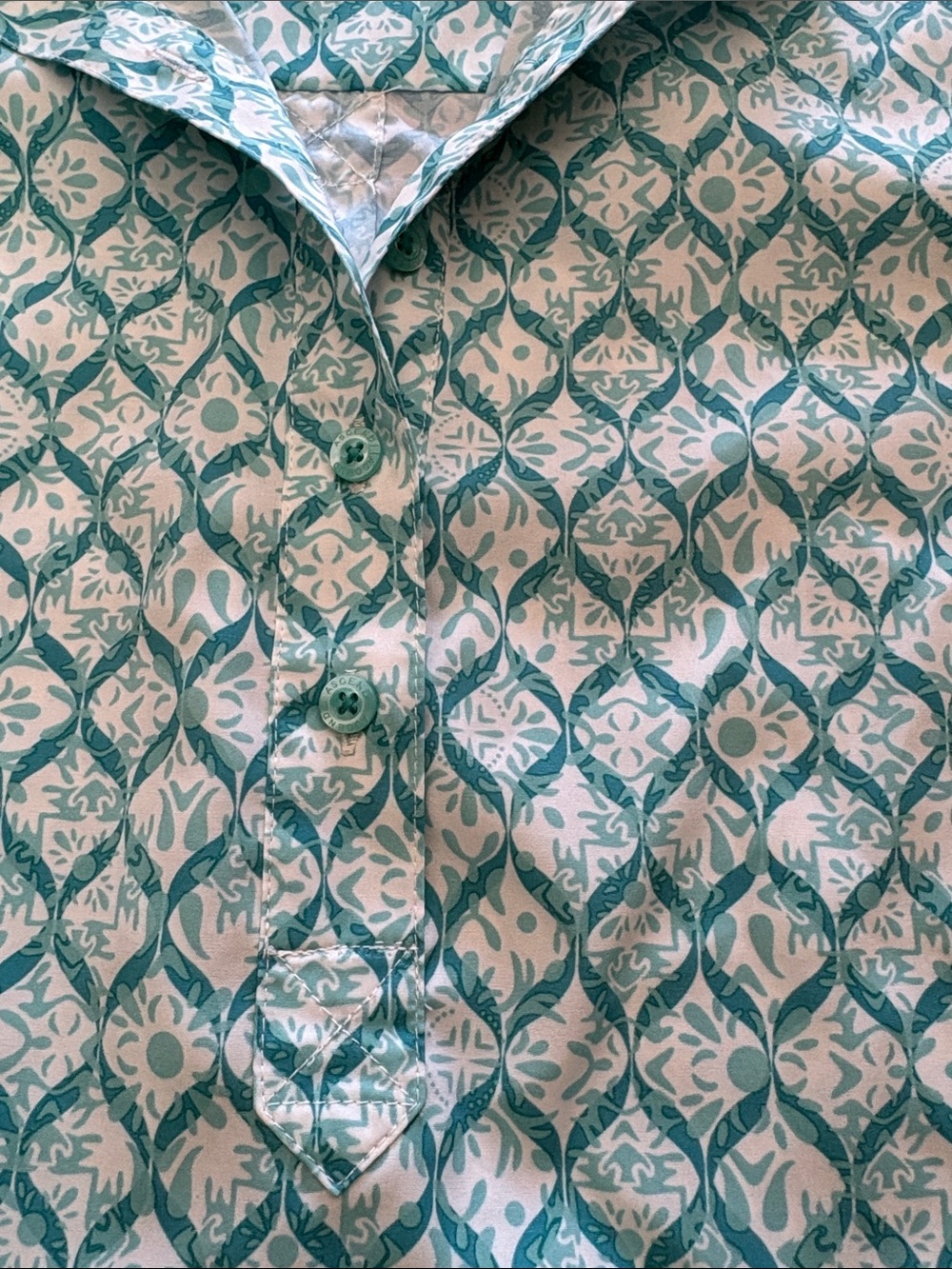 Ascend Teal and White Sleeveless Collared Blouse - Picture 5 of 13